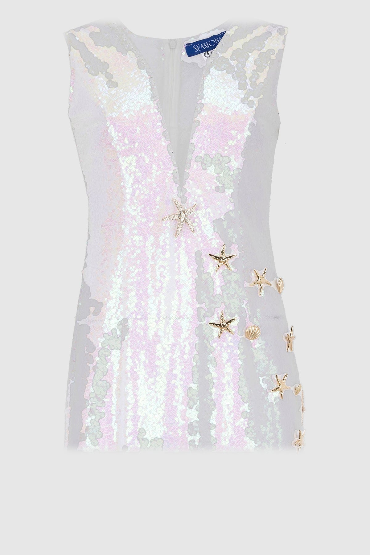 White sheer knit mermaid maxi beach dress, view 4