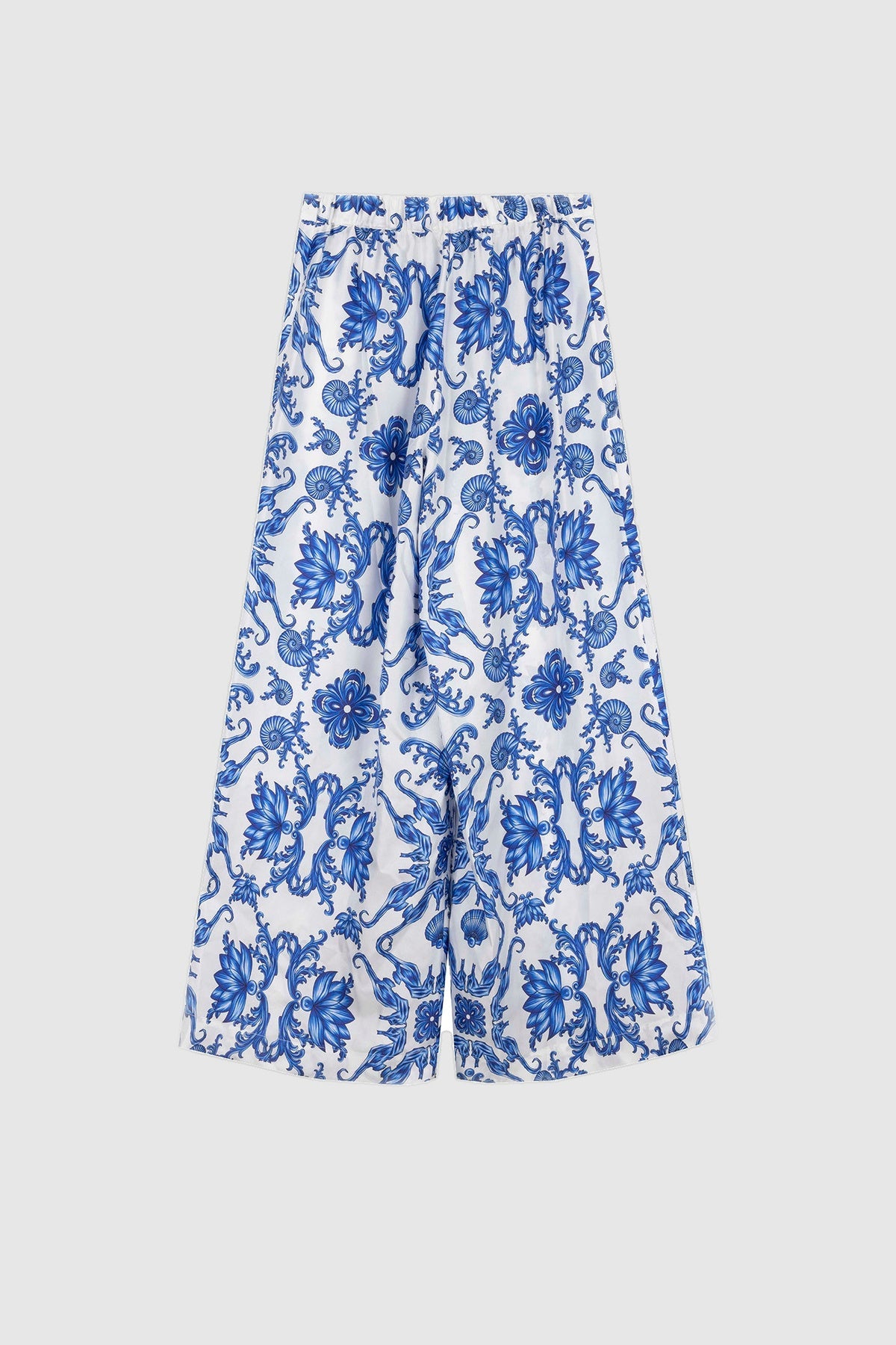 Blue Blanc blue and white wide-leg tile print pants, view 7