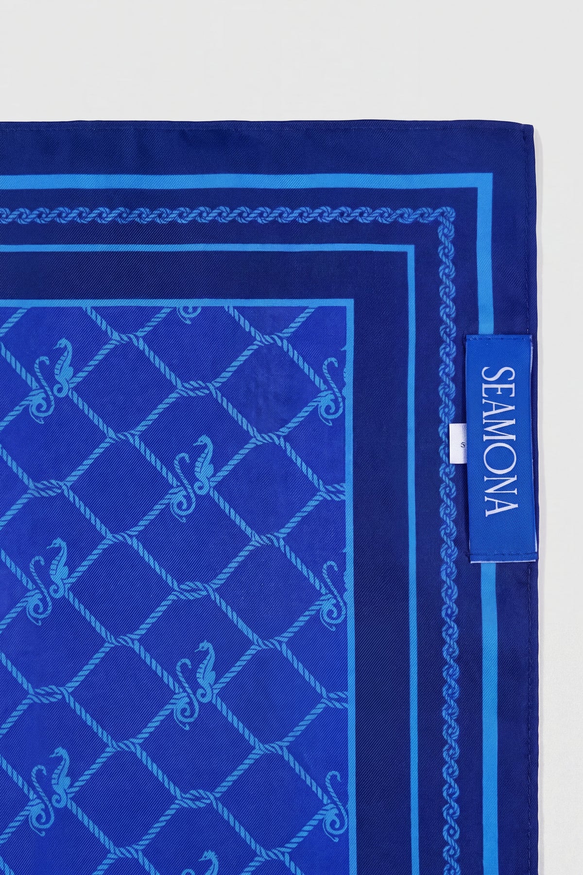 Royal Blue Blanc navy skinny silk scarf, view 4
