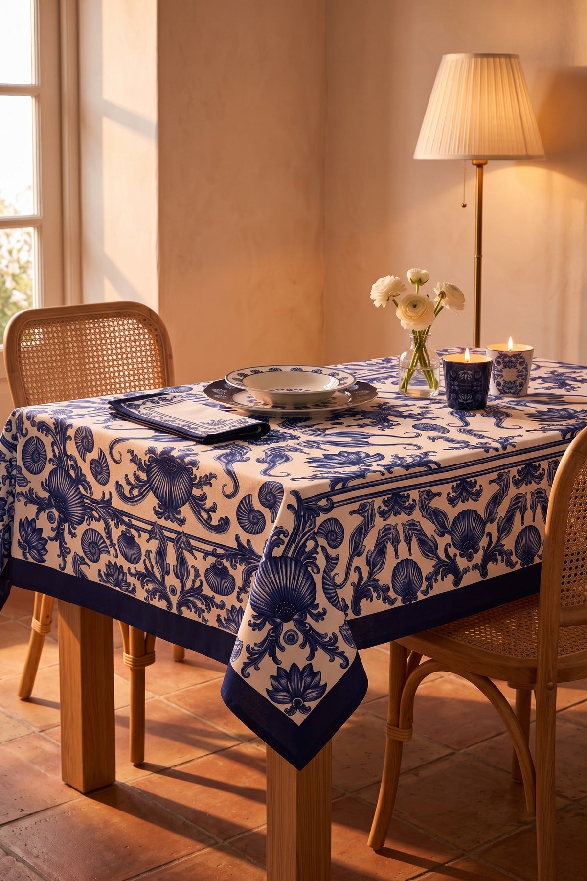 Blue Blanc blue and white table cloth 160x320, view 2