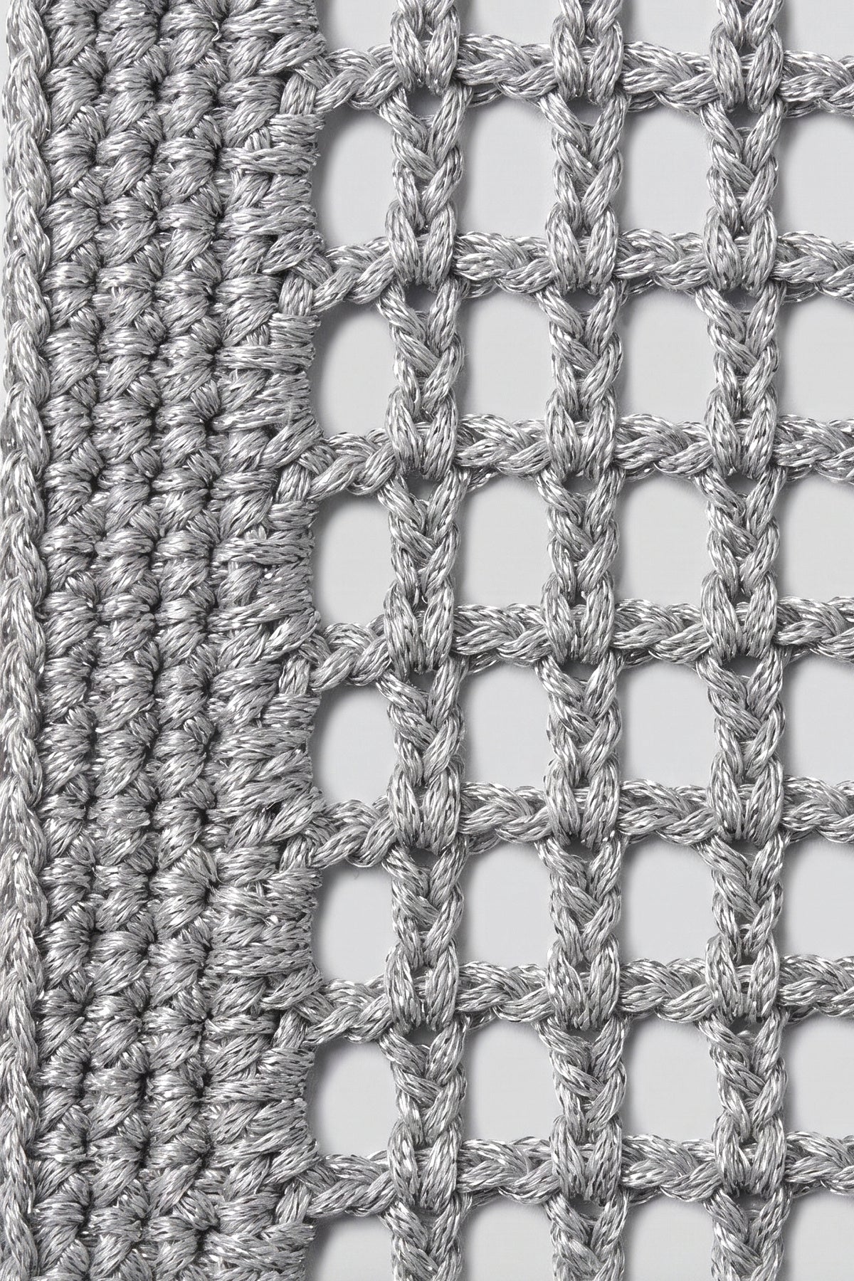 Handmade silver metallic crochet daily bag, view 6