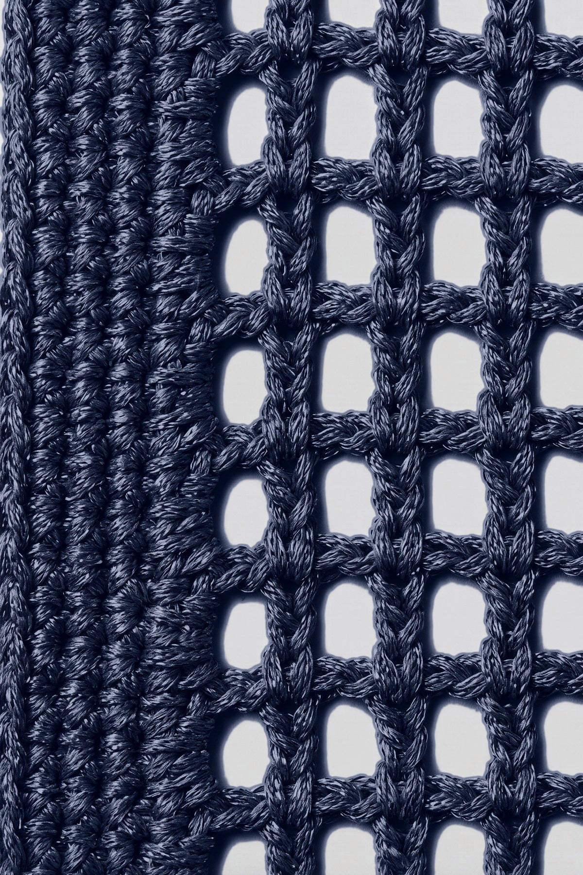 Handmade navy metallic crochet daily bag, view 5