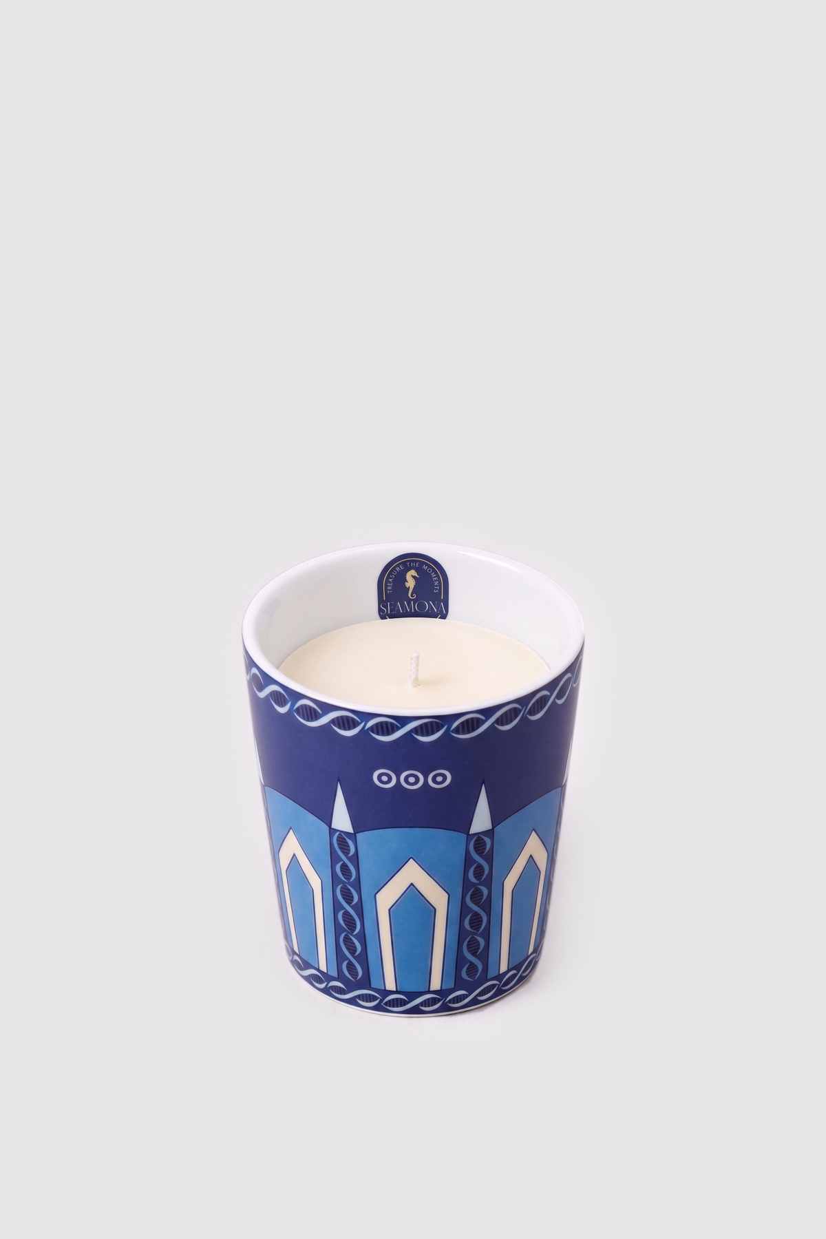 Space Sparkle navy and ice blue porcelain candle vases, view 3