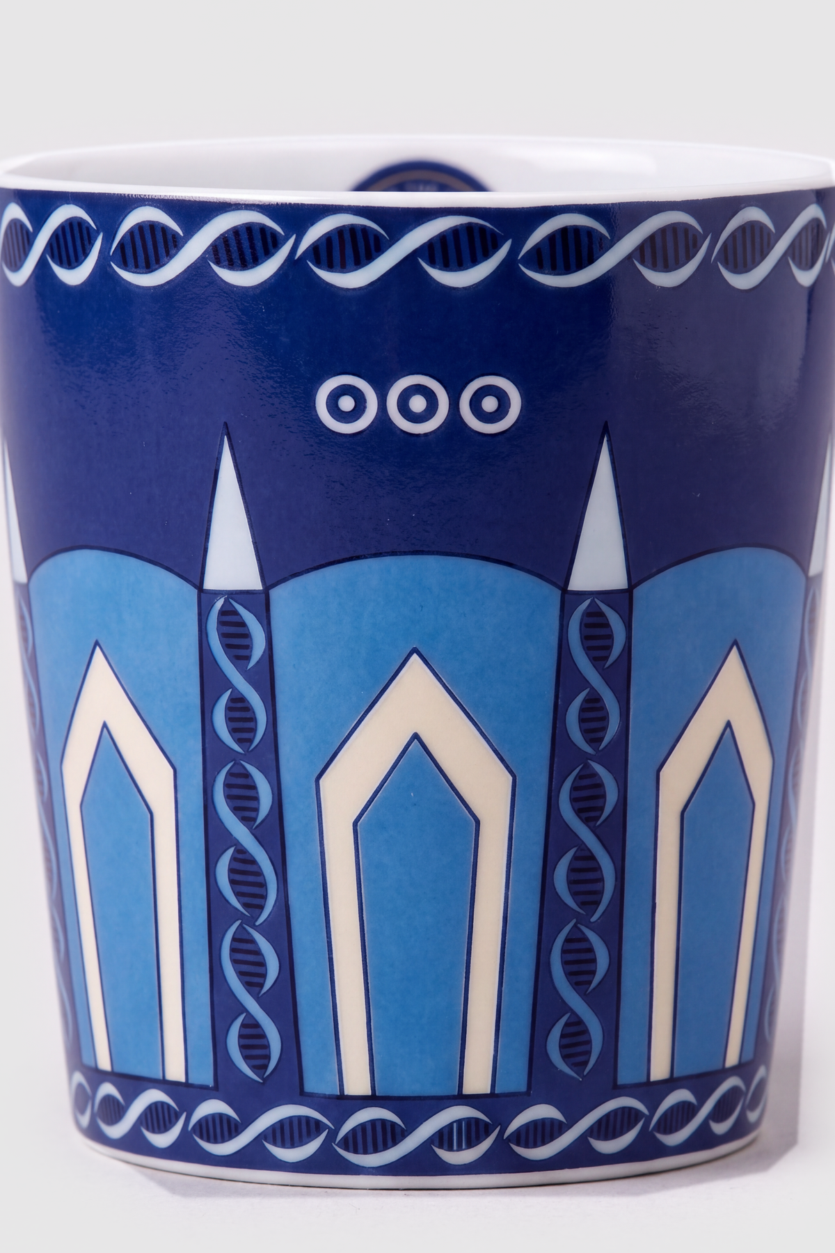 Space Sparkle navy and ice blue porcelain candle vases, view 4