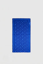 Royal Blue Blanc navy skinny silk scarf, front view
