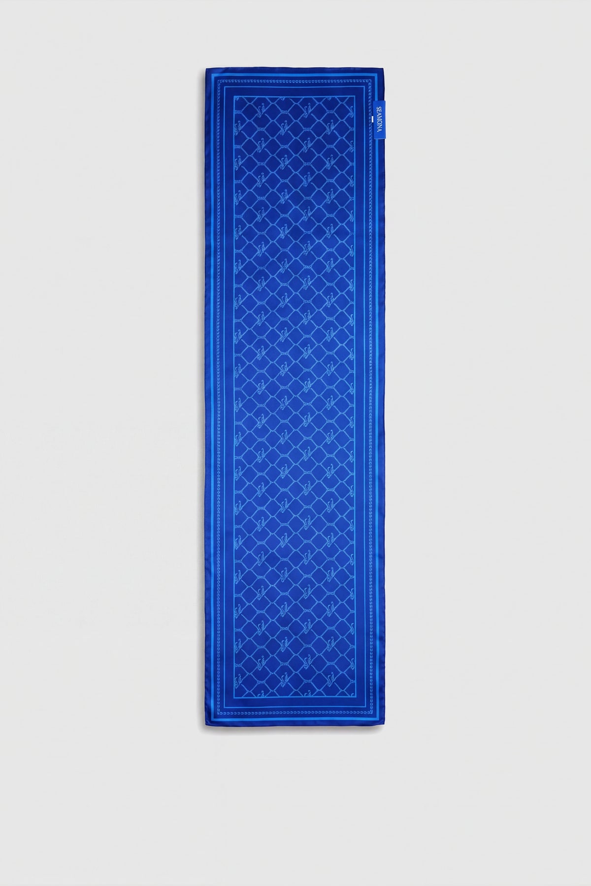 Royal Blue Blanc navy skinny silk scarf, view 2