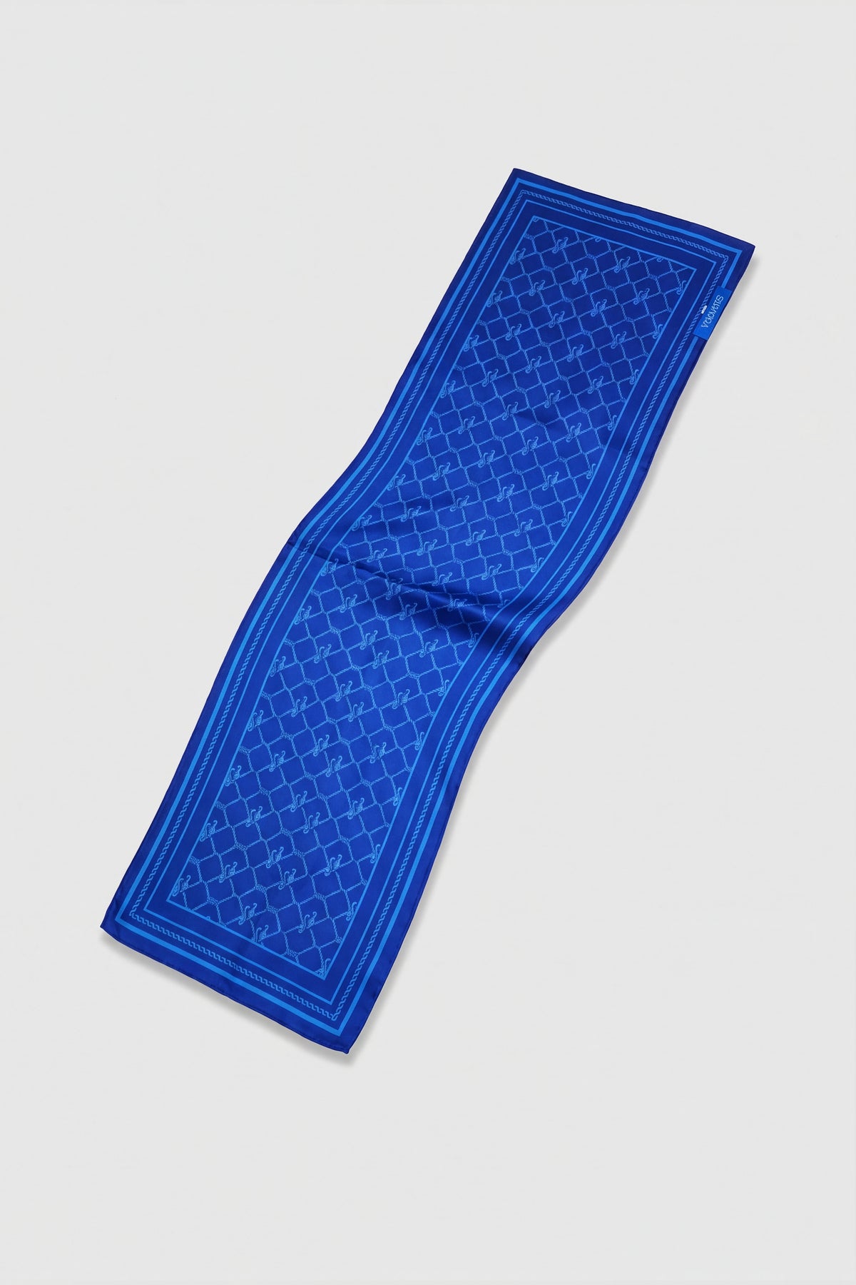 Royal Blue Blanc navy skinny silk scarf, view 3