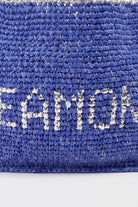 Handmade marine blue woven daily bag with Seamona logo, view 5