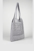 Handmade silver metallic crochet daily bag, view 4