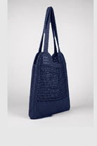 Handmade navy metallic crochet daily bag, view 4