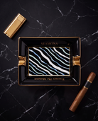 Angel black porcelain ashtray with wave motif, view 2