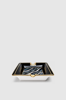 Angel black porcelain ashtray with wave motif, view 3