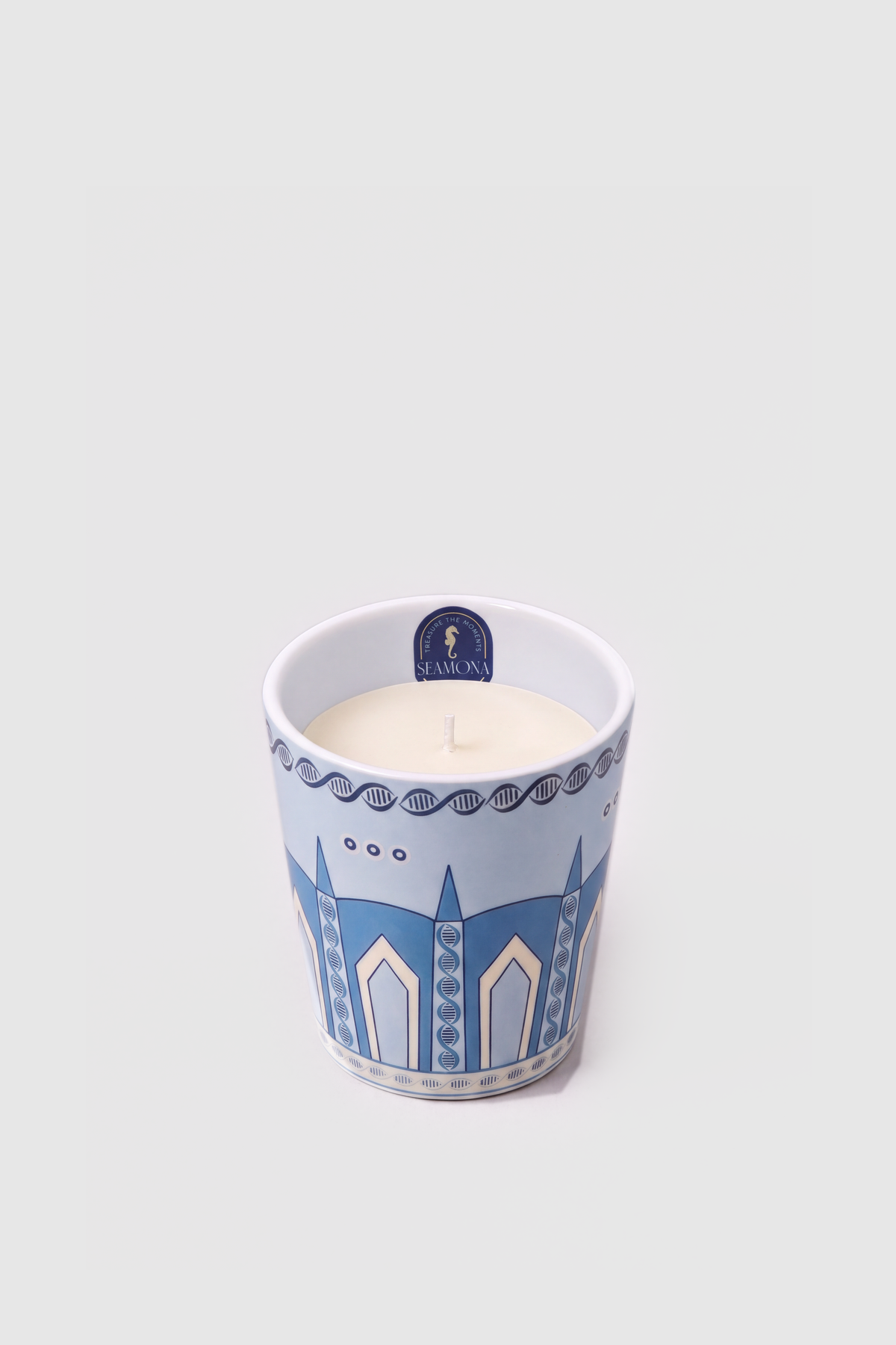 Space Sparkle navy and ice blue porcelain candle vases, view 5